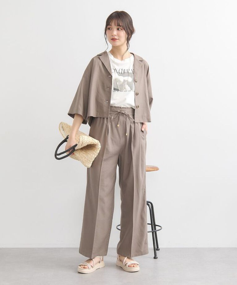 earth music&ecology「リラックスイージーパンツ　25SS リネン 接触冷感 UVカット セットアップ可 夏」|その他|