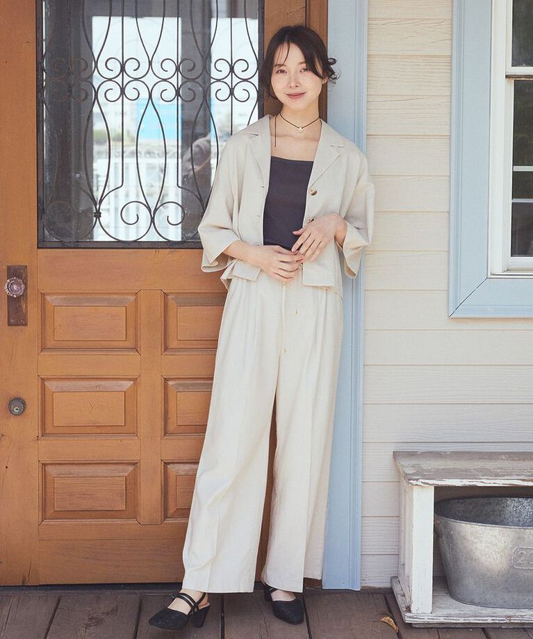 earth music&ecology「リラックスイージーパンツ　25SS リネン 接触冷感 UVカット セットアップ可 夏」|その他|