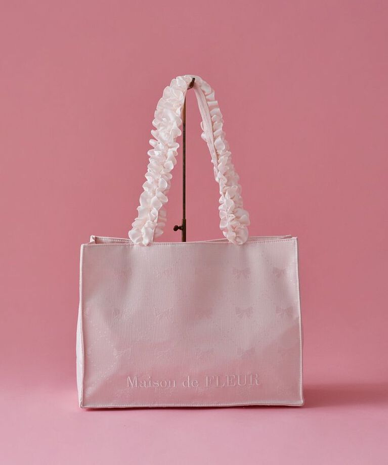 Maison de FLEUR「EC限定リボン柄ジャカードスクエアトートM」|トートバッグ|