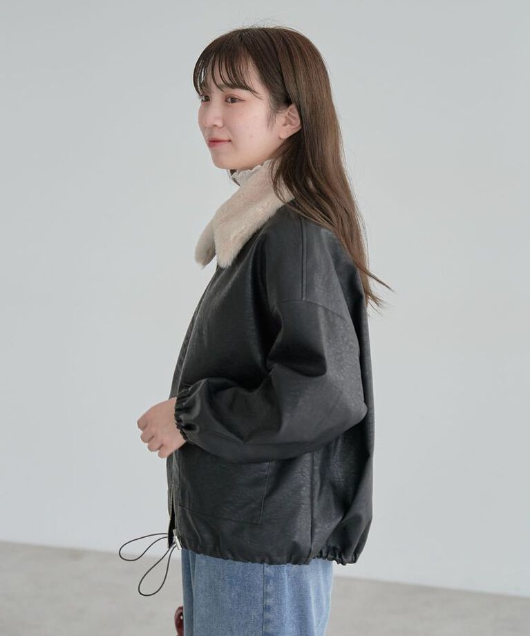 Green Parks「・ELENCARE DUEフェイクレザーZIPブルゾン」|ブルゾン・スタジャン|