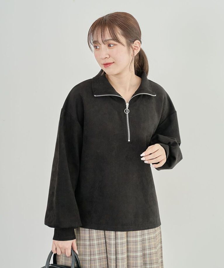 Green Parks「・SUGAR SPOON スエードポンチハーフZIP」|Tシャツ・カットソー|Black