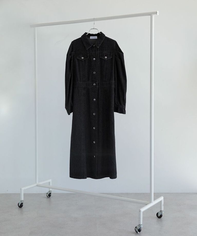 Green Parks「■ESCAR ボリュームスリーブデニムワンピース」|ワンピース|Black