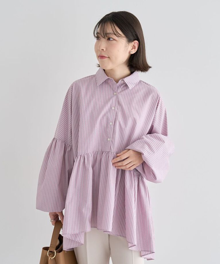 Green Parks「・ELENCARE DUE ストライプシャツチュニック」|シャツ・ブラウス|