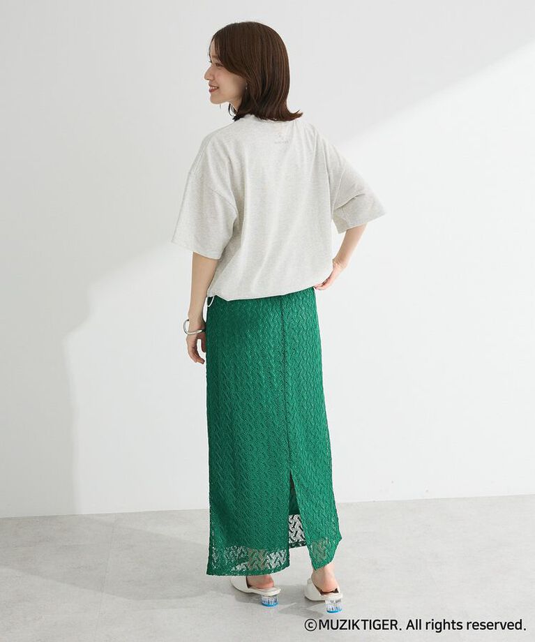 Green Parks「ムジークタイガー/裾ドロスト刺繍Tシャツ」|Tシャツ・カットソー|