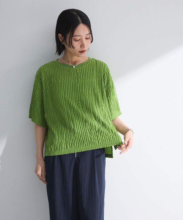 Green Parks「5分袖フリルカットプルオーバー」|Tシャツ・カットソー|