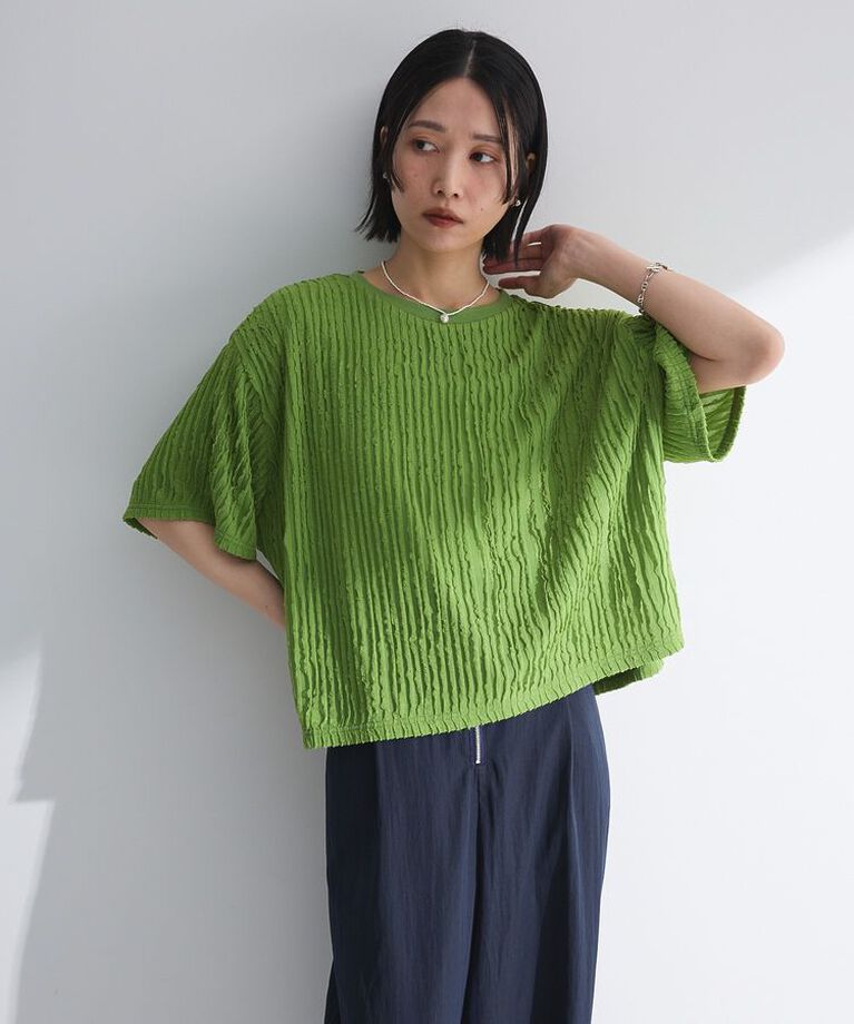 Green Parks「5分袖フリルカットプルオーバー」|Tシャツ・カットソー|Green