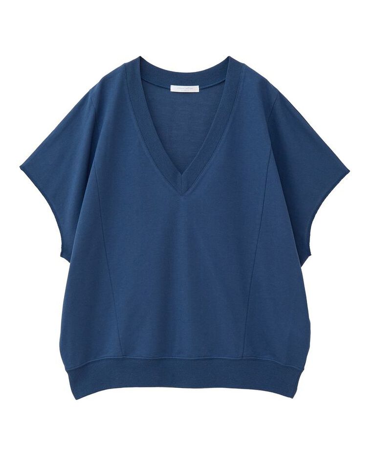 Green Parks「深Vネックミニ裏毛フレンチスリーブプルオーバー」|Tシャツ・カットソー|Navy
