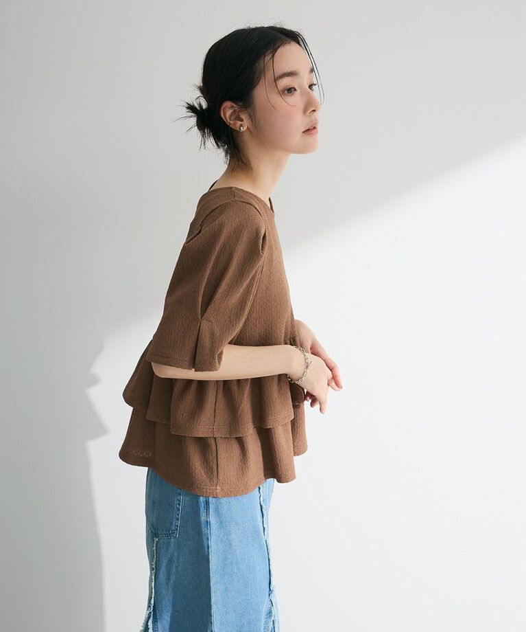 Green Parks「・PetitFleur 2wayダイヤ柄プルオーバー」|Tシャツ・カットソー|Brown