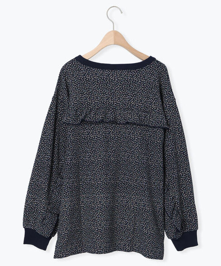 Samansa Mos2「ワッフルフリルメロー花柄カットソー」|Tシャツ・カットソー|