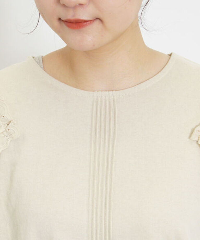 Samansa Mos2「肩ハンカチ刺繍レースカットソー」|Tシャツ・カットソー|