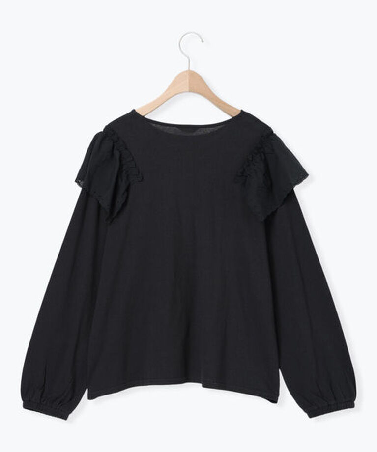 Samansa Mos2「肩ハンカチ刺繍レースカットソー」|Tシャツ・カットソー|