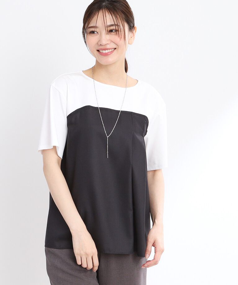 Reflect「【UVカット／接触冷感／マシンウォッシュ可能】レイヤード風ジャージブラウス」|Tシャツ・カットソー|オフホワイト(003