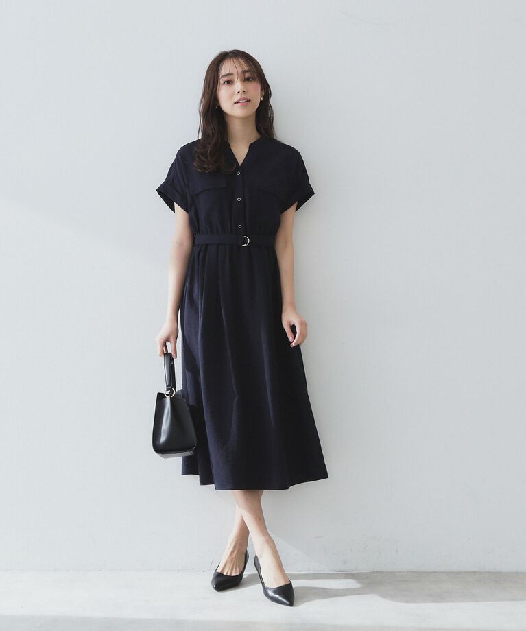 index「《6color/XS-LLsize》ダブルポケットスキッパーシャツワンピース【洗濯機洗い可/抗ピル/」|ワンピース|