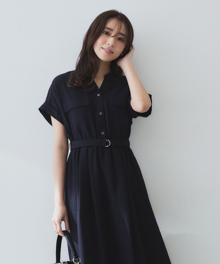 index「《6color/XS-LLsize》ダブルポケットスキッパーシャツワンピース【洗濯機洗い可/抗ピル/」|ワンピース|