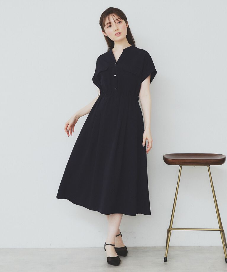 index「《6color/XS-LLsize》ダブルポケットスキッパーシャツワンピース【洗濯機洗い可/抗ピル/」|ワンピース|
