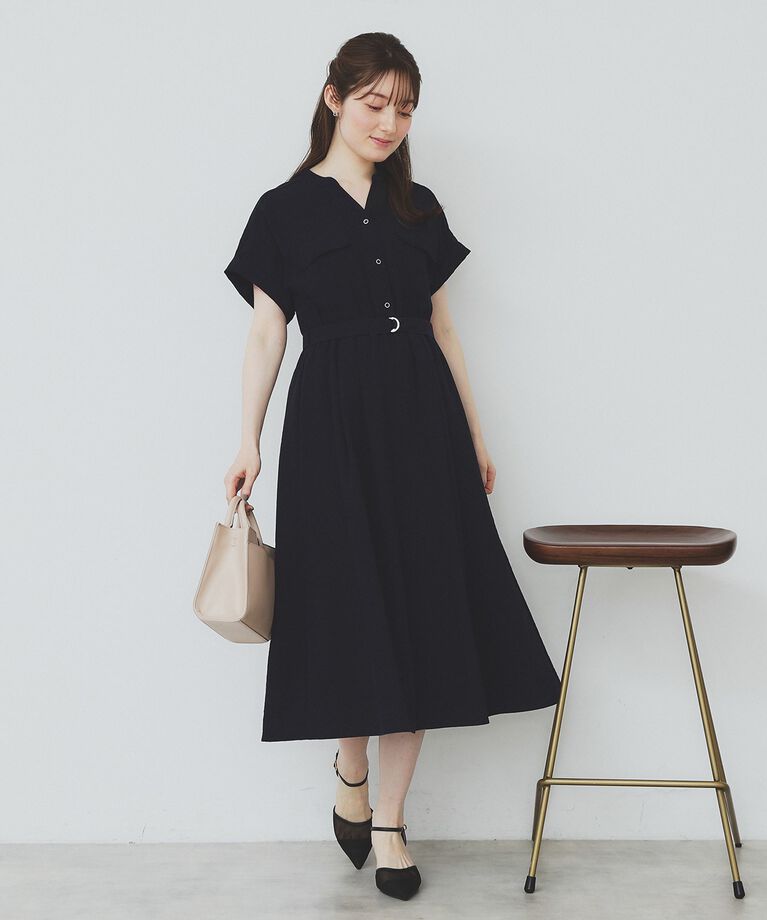 index「《6color/XS-LLsize》ダブルポケットスキッパーシャツワンピース【洗濯機洗い可/抗ピル/」|ワンピース|