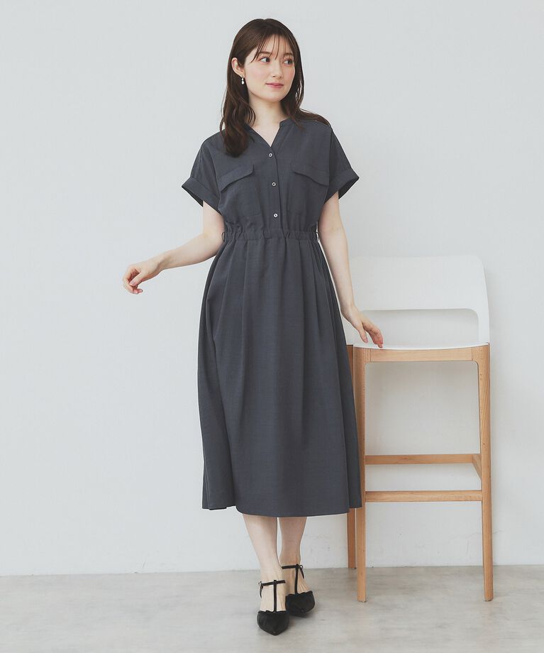 index「《6color/XS-LLsize》ダブルポケットスキッパーシャツワンピース【洗濯機洗い可/抗ピル/」|ワンピース|