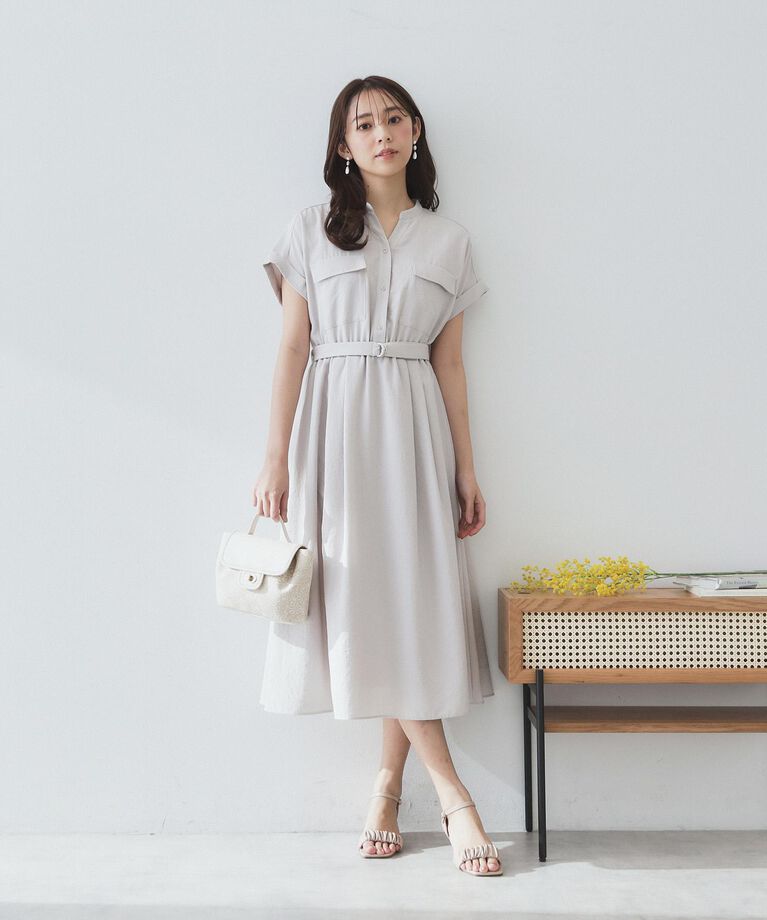 index「《6color/XS-LLsize》ダブルポケットスキッパーシャツワンピース【洗濯機洗い可/抗ピル/」|ワンピース|