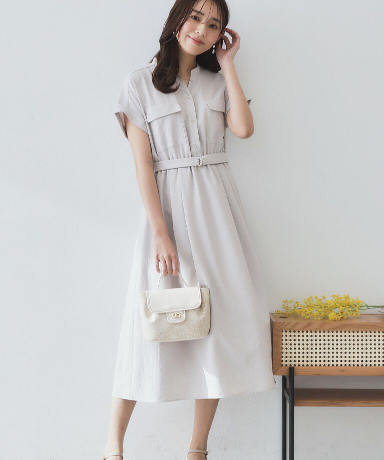 index「《6color/XS-LLsize》ダブルポケットスキッパーシャツワンピース【洗濯機洗い可/抗ピル/」|ワンピース|