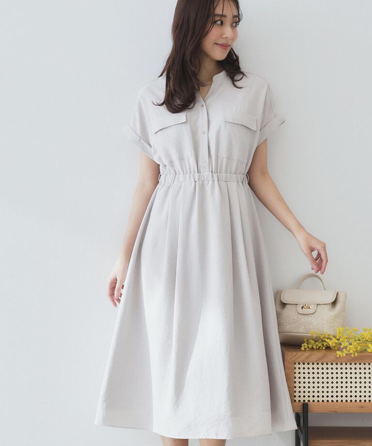 index「《6color/XS-LLsize》ダブルポケットスキッパーシャツワンピース【洗濯機洗い可/抗ピル/」|ワンピース|