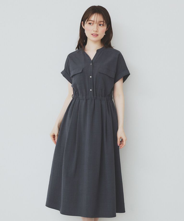 index「《6color/XS-LLsize》ダブルポケットスキッパーシャツワンピース【洗濯機洗い可/抗ピル/」|ワンピース|
