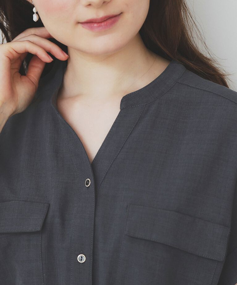 index「《6color/XS-LLsize》ダブルポケットスキッパーシャツワンピース【洗濯機洗い可/抗ピル/」|ワンピース|