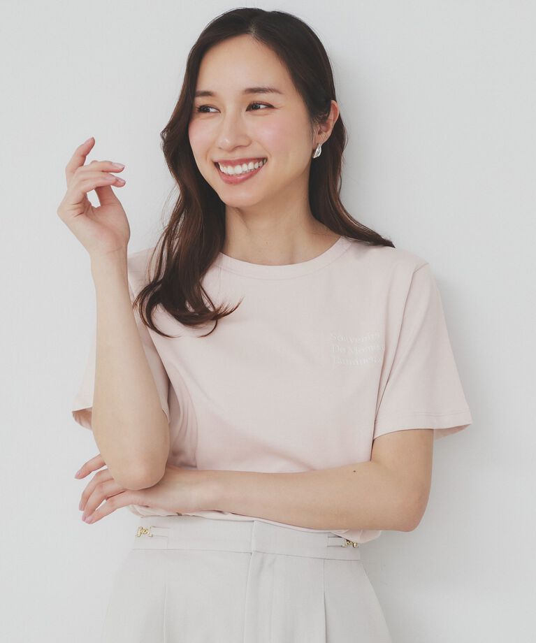 index「ロゴ刺繍Tシャツ【UV/接触冷感/洗濯機洗い可】」|Tシャツ・カットソー|ピンクベージュ(85