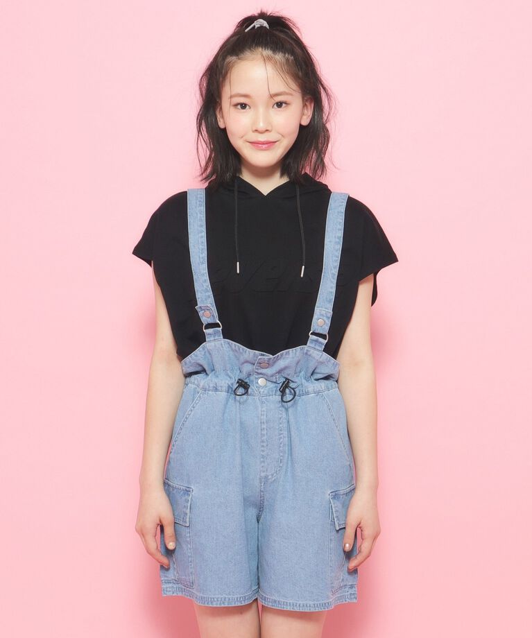 PINK-latte「【接触冷感機能付き】サスペンダーキュロットパンツ」|キュロット|
