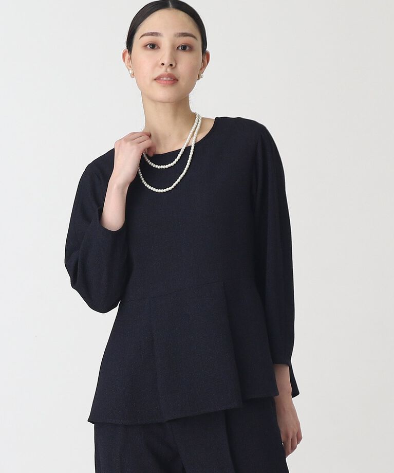 THE SHOP TK「【セレモニー/入卒/SETUP可/洗える】ツイードペプラムブラウス」|シャツ・ブラウス|ﾈｲﾋﾞｰ(494)