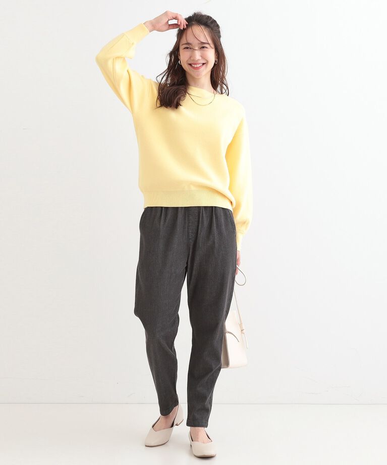 SHOO･LA･RUE「【洗える/S-LL】大人上品 お袖パール調ボタン付き ボートネックニット」|ニット・セーター|