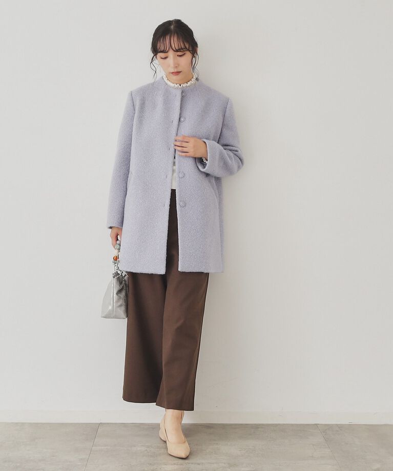 SunaUna「【S～Lサイズ展開/レース付ポケット】ボトルネックコート」|ノーカラーコート|