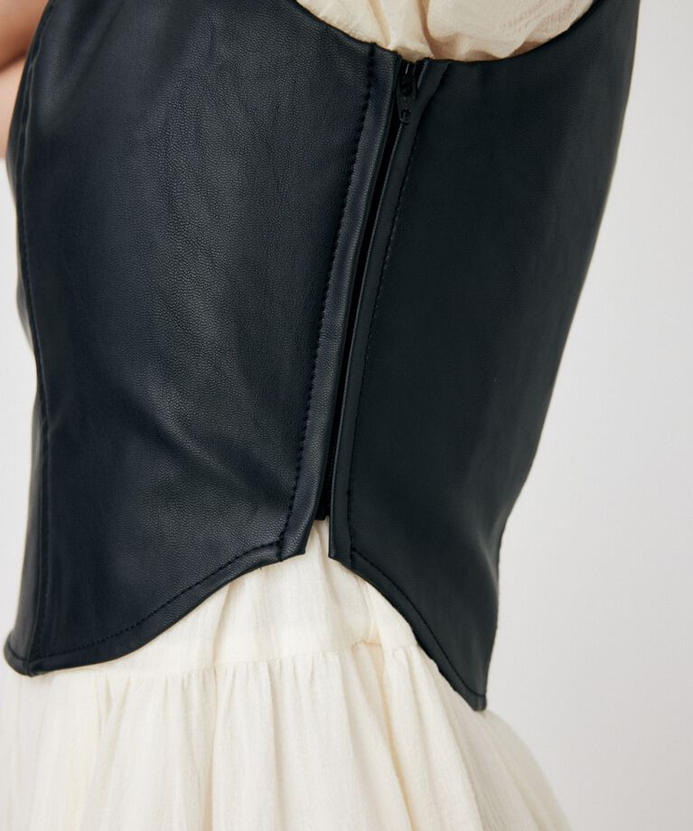 MOUSSY「F/LEATHER BUSTIER トップス」|キャミソール|