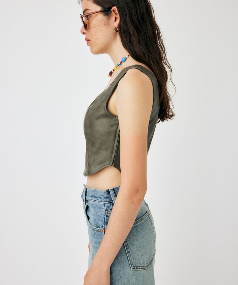 MOUSSY「F/LEATHER BUSTIER トップス」|キャミソール|