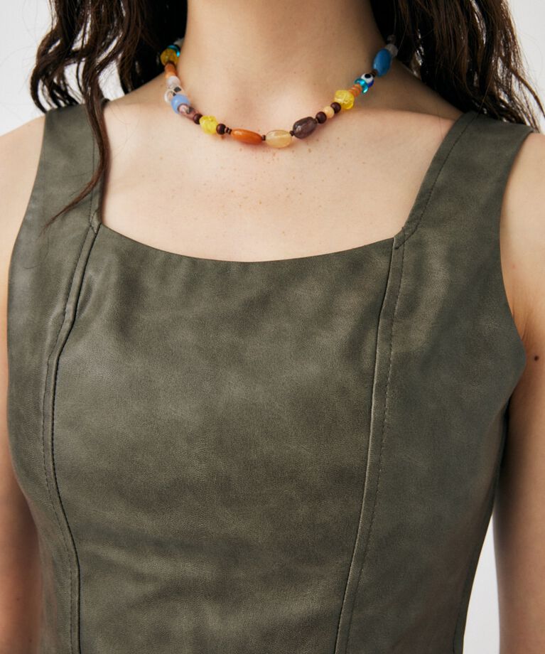 MOUSSY「F/LEATHER BUSTIER トップス」|キャミソール|