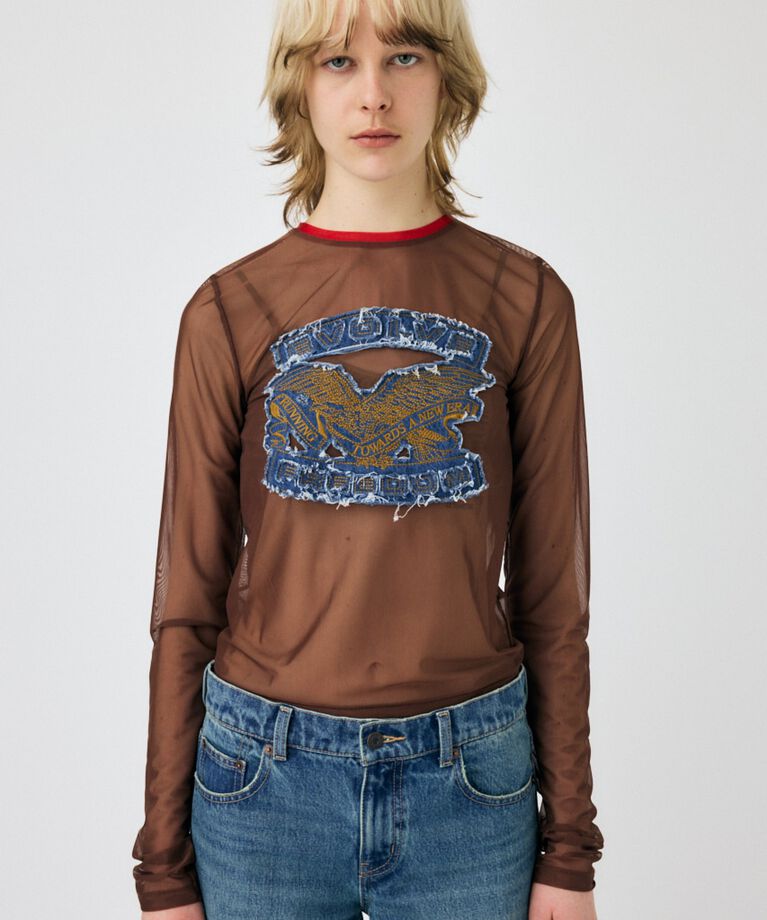 MOUSSY「PATCHED SHEER LS Tシャツ」|Tシャツ・カットソー|BRN