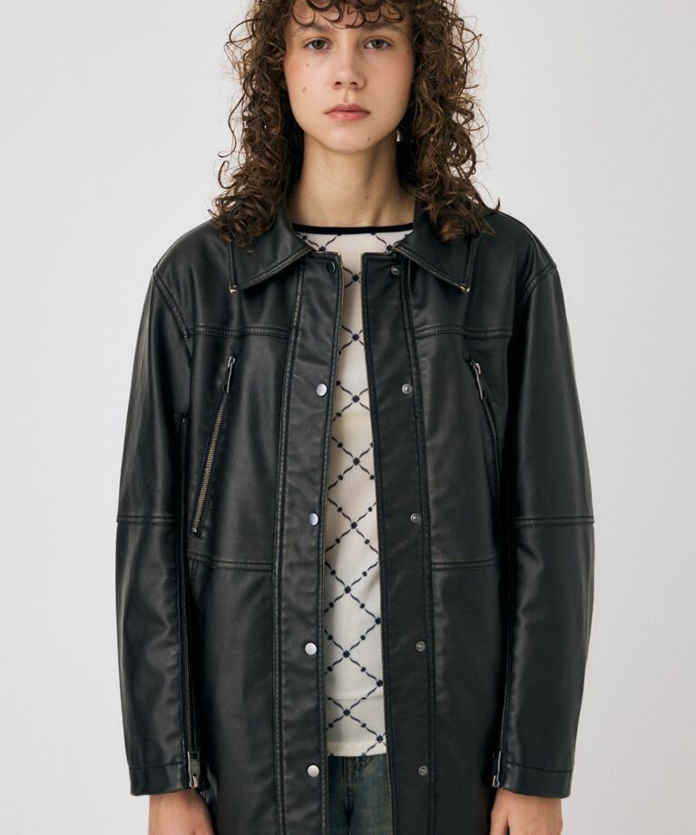 MOUSSY「AGED F/LEATHER MIDDLE ジャケット」|その他|