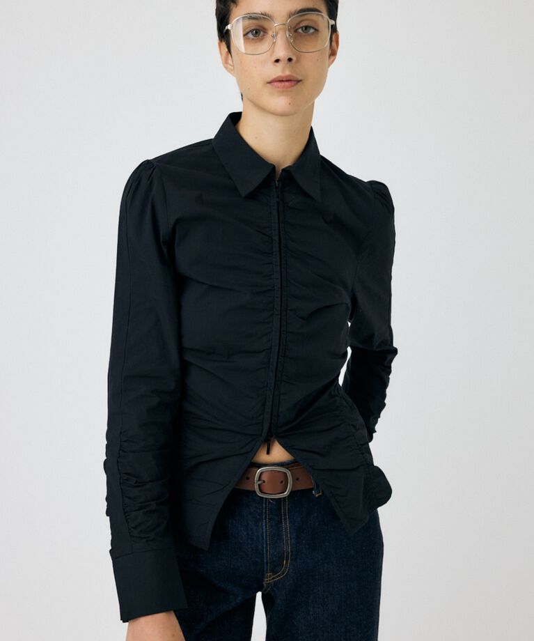 MOUSSY「ZIP UP WAIST SHAPE シャツ」|シャツ・ブラウス|BLK