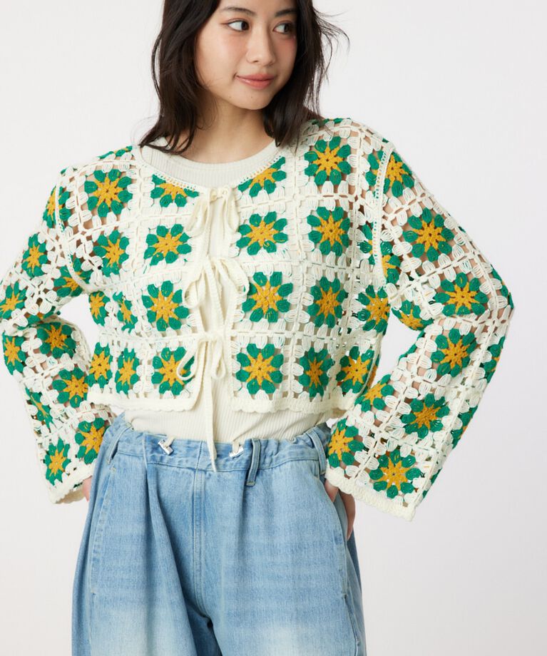 RODEO CROWNS「FLOWERクロシェニットボレロ」|その他|柄WHT5