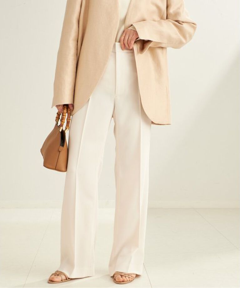 Plage「Matte Satin Semi Flare パンツ」|スラックス|ナチュラル
