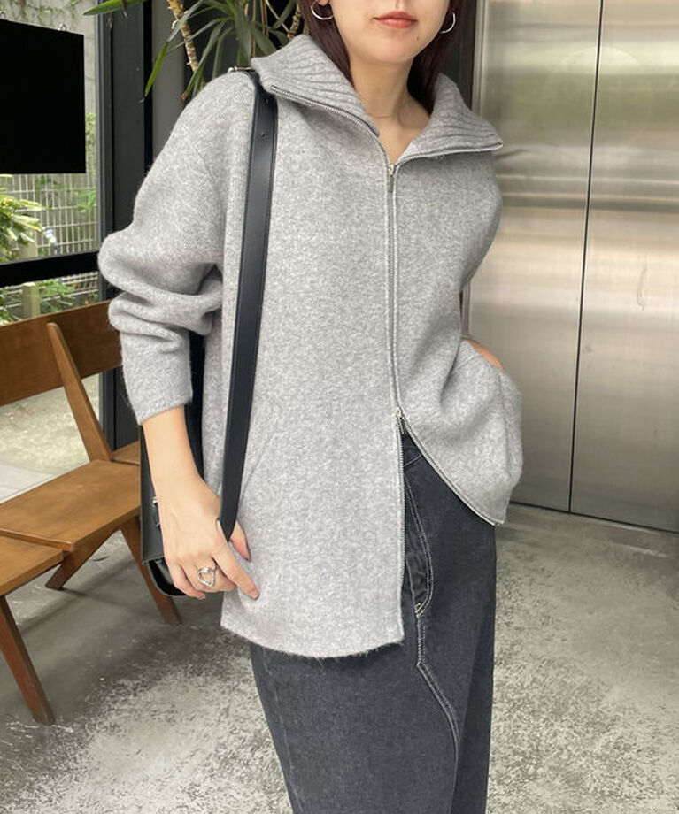  「【サイズ展開あり】Wフェイスリブカラーハーフコート」|その他|グレー
