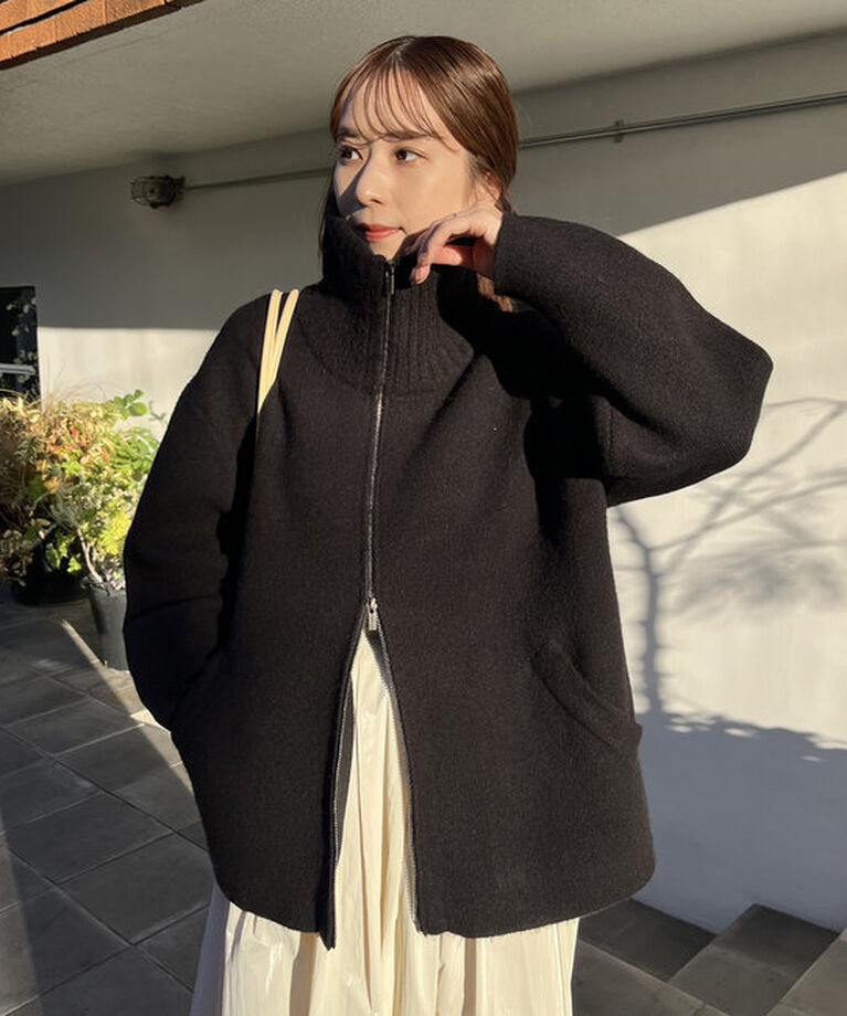  「【サイズ展開あり】Wフェイスリブカラーハーフコート」|その他|