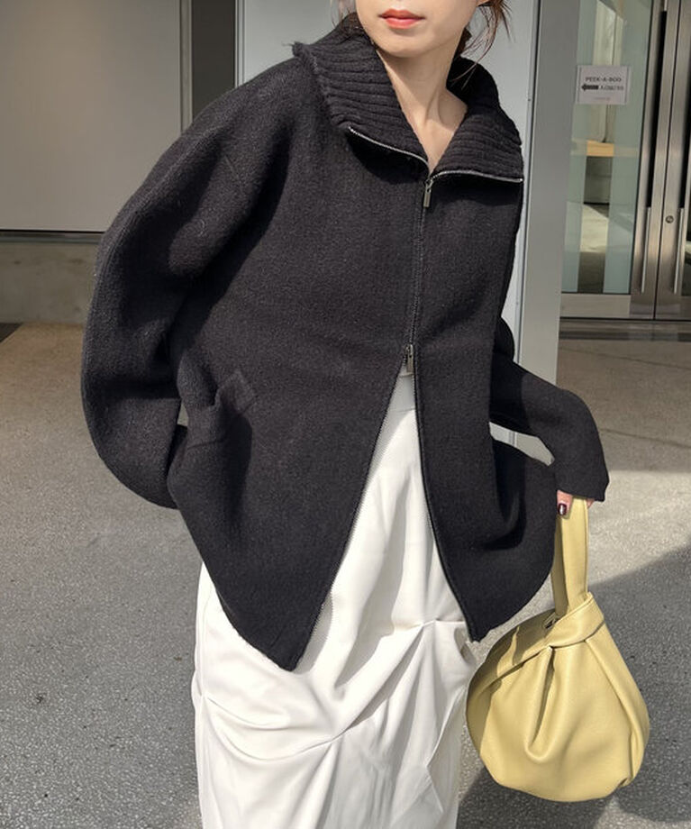  「【サイズ展開あり】Wフェイスリブカラーハーフコート」|その他|