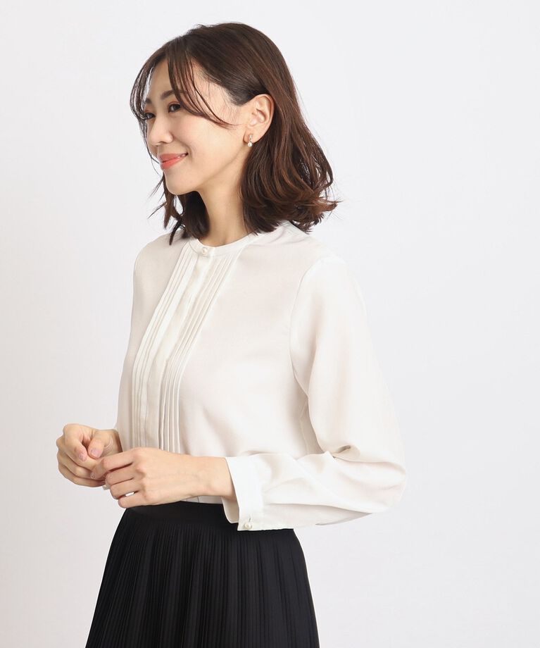 grove「【UVカット】普段使いにもハレの日にも！パール調釦ピンタックブラウス」|シャツ・ブラウス|