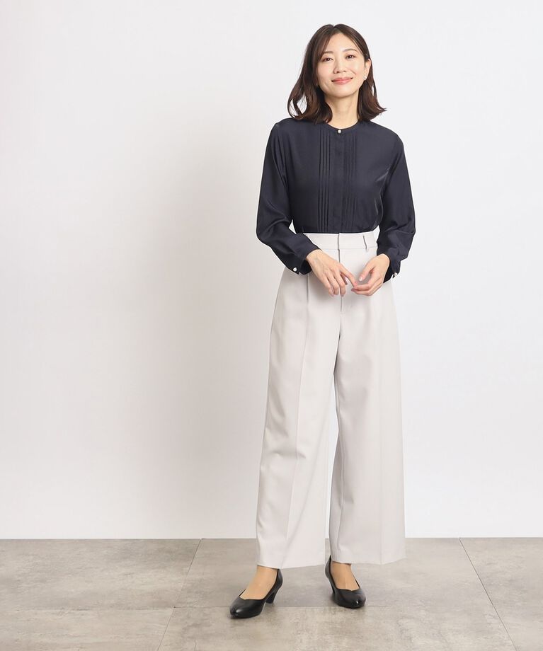 grove「【UVカット】普段使いにもハレの日にも！パール調釦ピンタックブラウス」|シャツ・ブラウス|