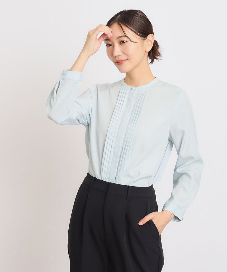 grove「【UVカット】普段使いにもハレの日にも！パール調釦ピンタックブラウス」|シャツ・ブラウス|