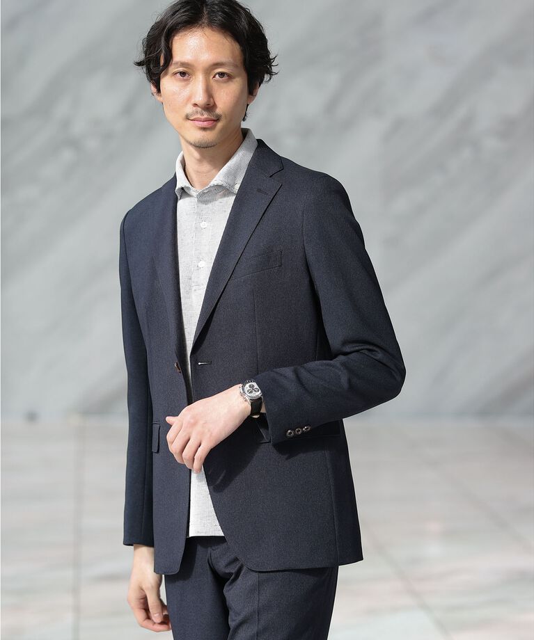 TAKEO KIKUCHI「【ONOFF/セットアップ対応】メランジ シャークスキン ストレッチジャケット」|テーラードジャケット|