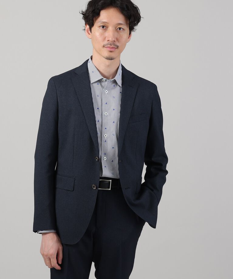 TAKEO KIKUCHI「【ONOFF/セットアップ対応】メランジ シャークスキン ストレッチジャケット」|テーラードジャケット|ネイビー(093)