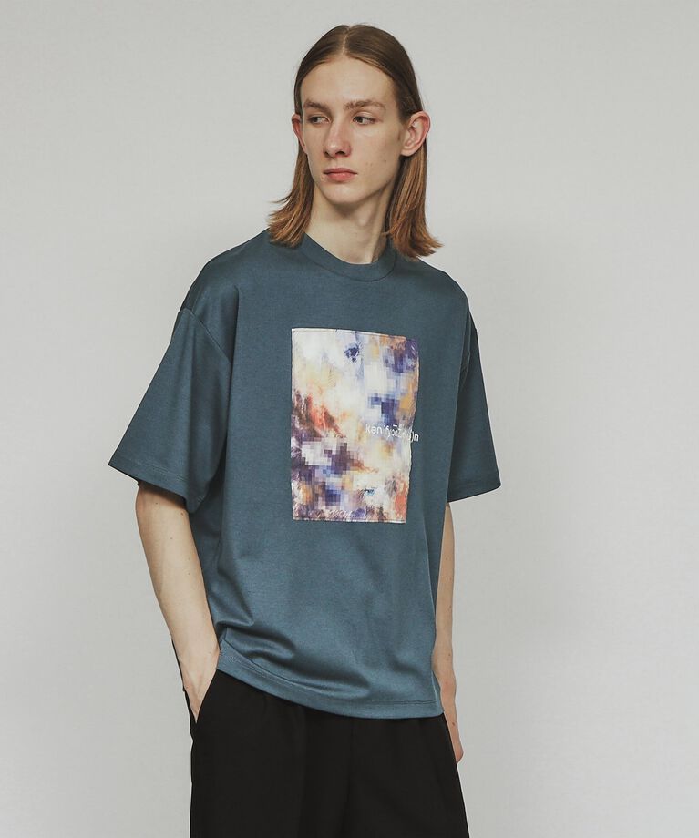 tk.TAKEO KIKUCHI「モザイクアブストTシャツ」|Tシャツ・カットソー|ブルー(092)