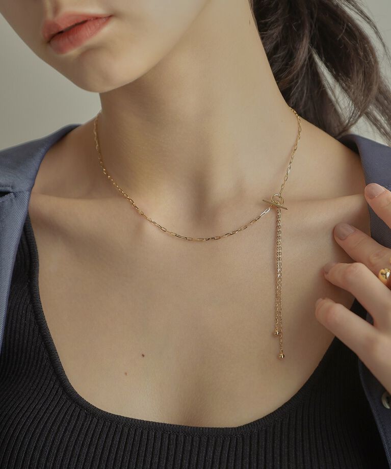 COCOSHNIK「K10アズキミックスチェーンマンテル ネックレス」|ネックレス|