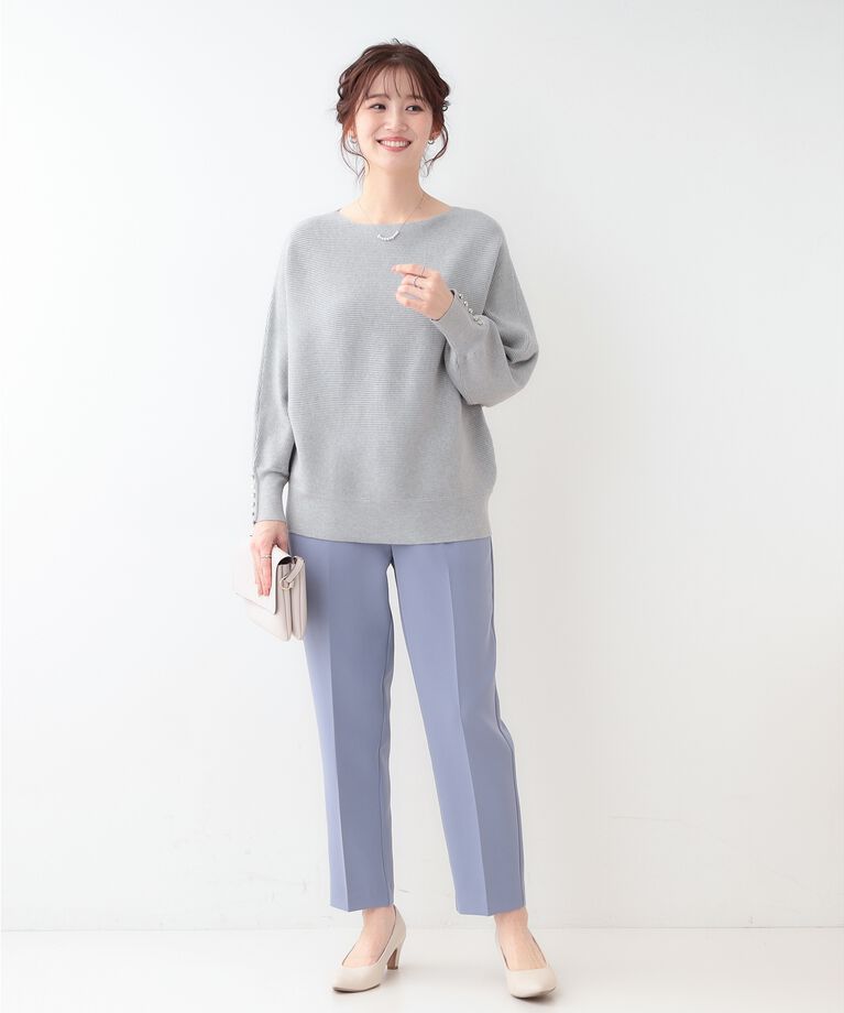 SHOO･LA･RUE「【洗える】大人の上品コーデに お袖ビジュー釦付きリブドルマンニット」|ニット・セーター|